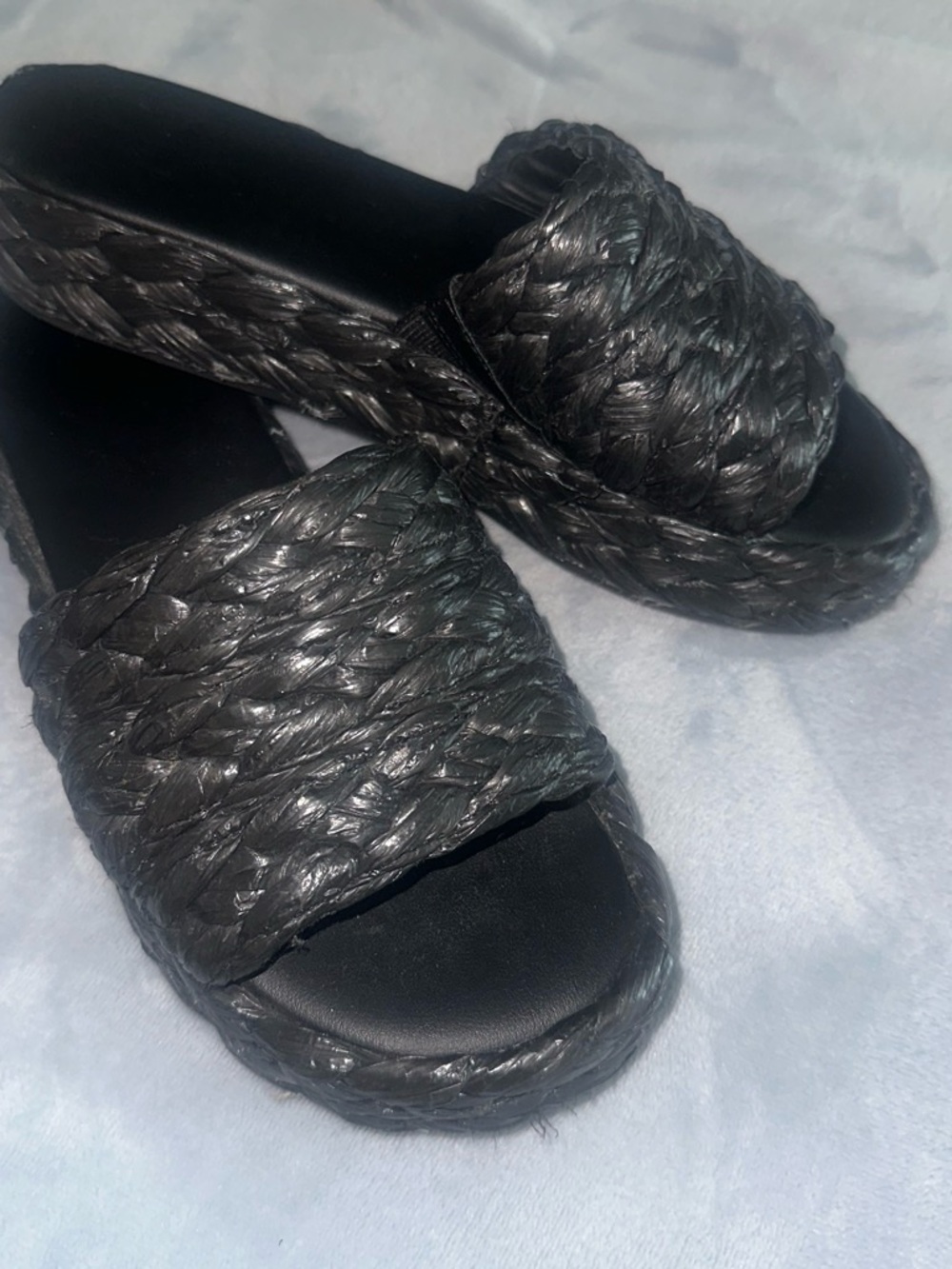 a new day Black Braided Platform Slide Sandals